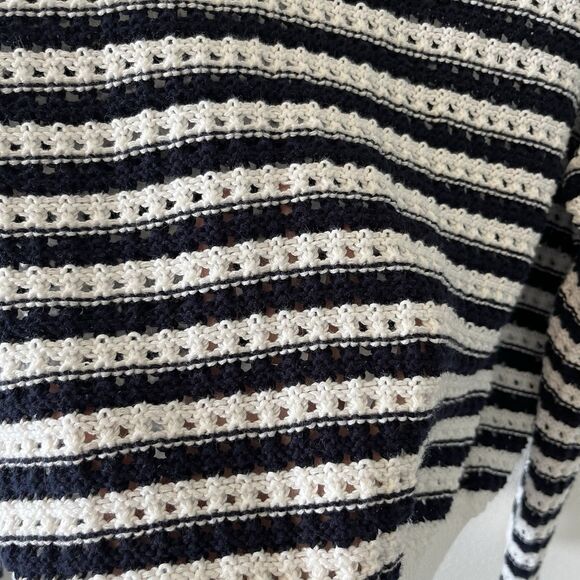 Wishlist Womens Sweater Size Large Navy White Collared Open Knit Preppy Nautical - Picture 6 of 13